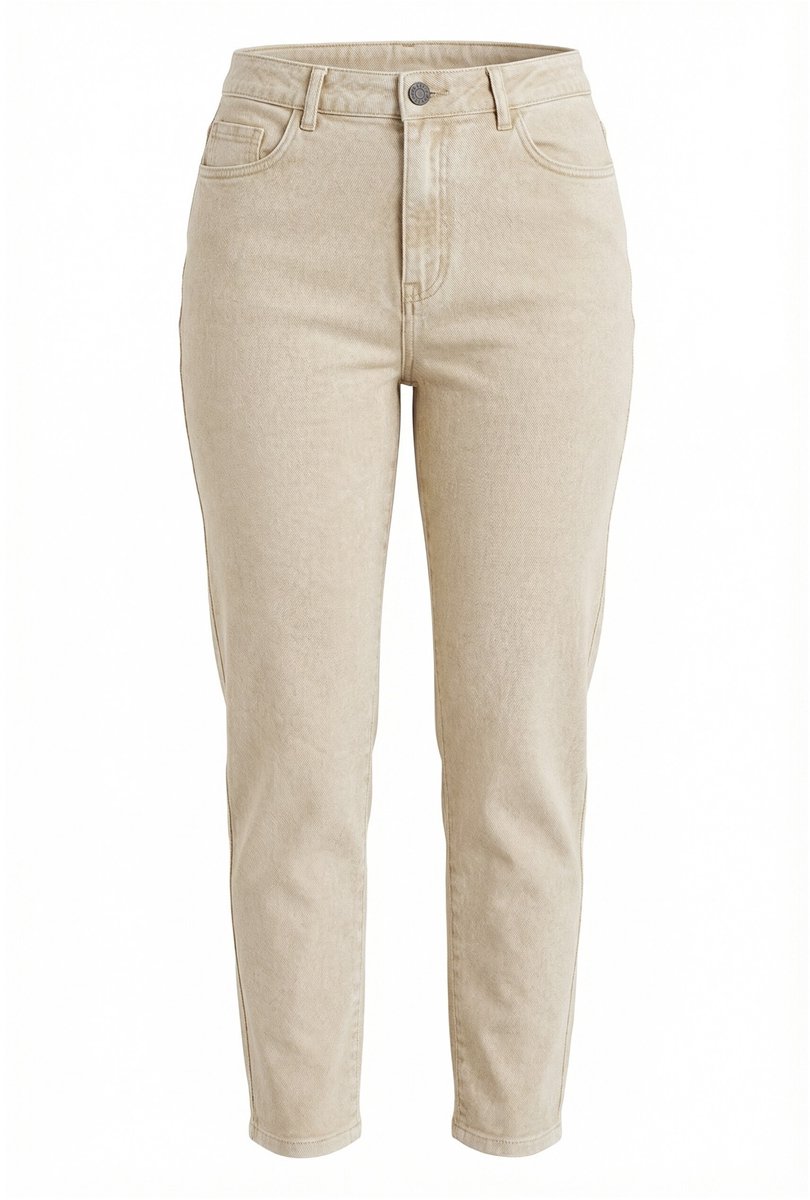 Ulla Popken - Dames - Mom jeans stretchjeans 5-pocketstijl - Beige - Maat 54