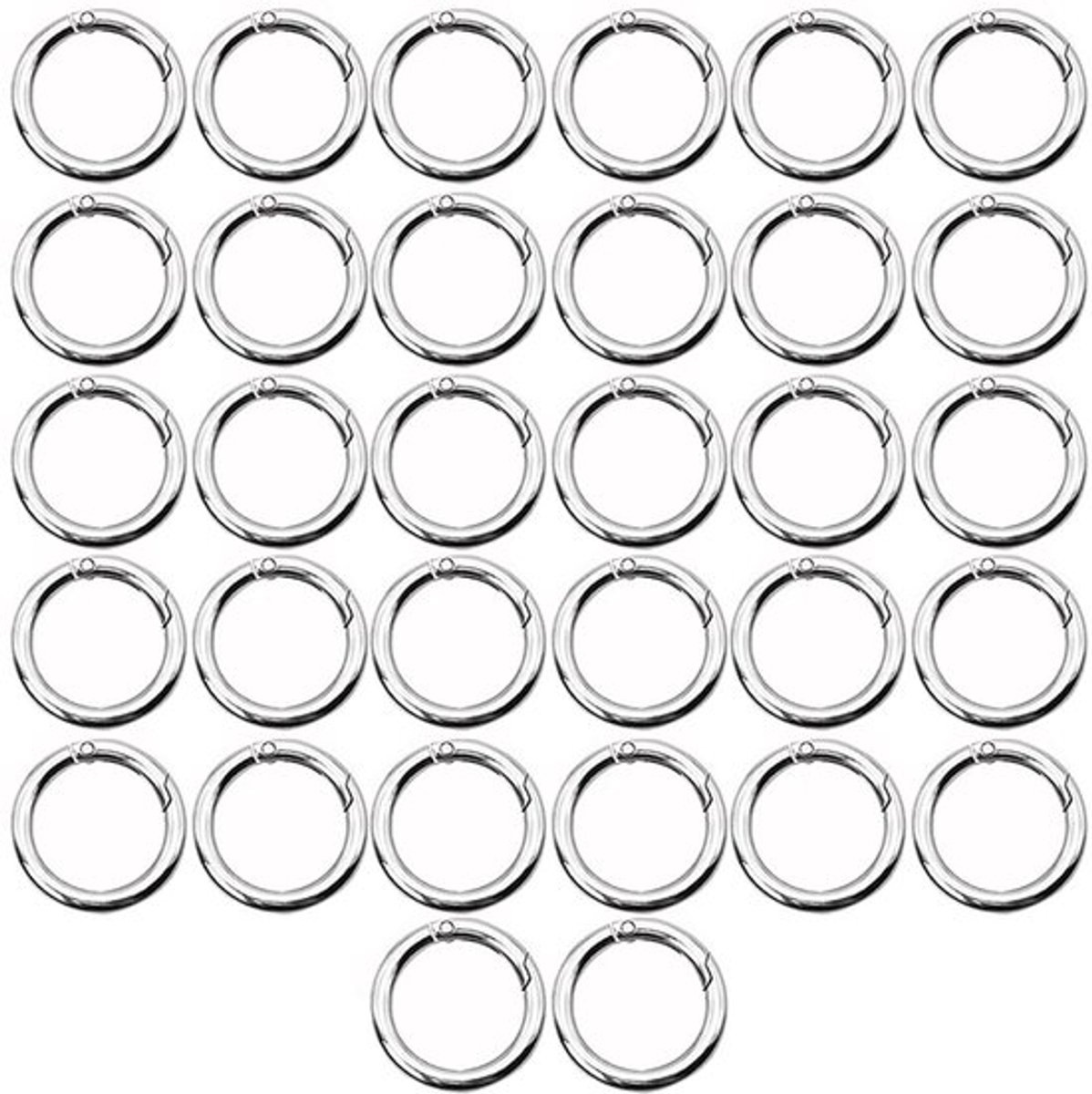 Karabijnhaak 20 mm - Ronde Karabijnhaak - 32 Stuks - Zinklegering - Roestvrij Staal - Veersluiting - Karabijnring