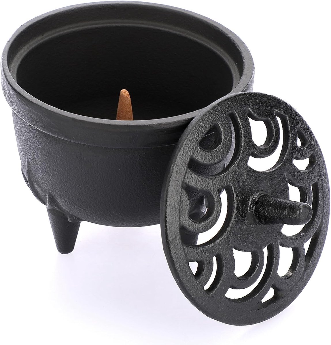 Kastijzeren Wierookbrander met Deksel - Wierookstokjes Houder en Wierookkom voor Sfeer in Slaapkamer, Yoga en Woonkamer - Perfect Cadeau voor Wierookliefhebbers