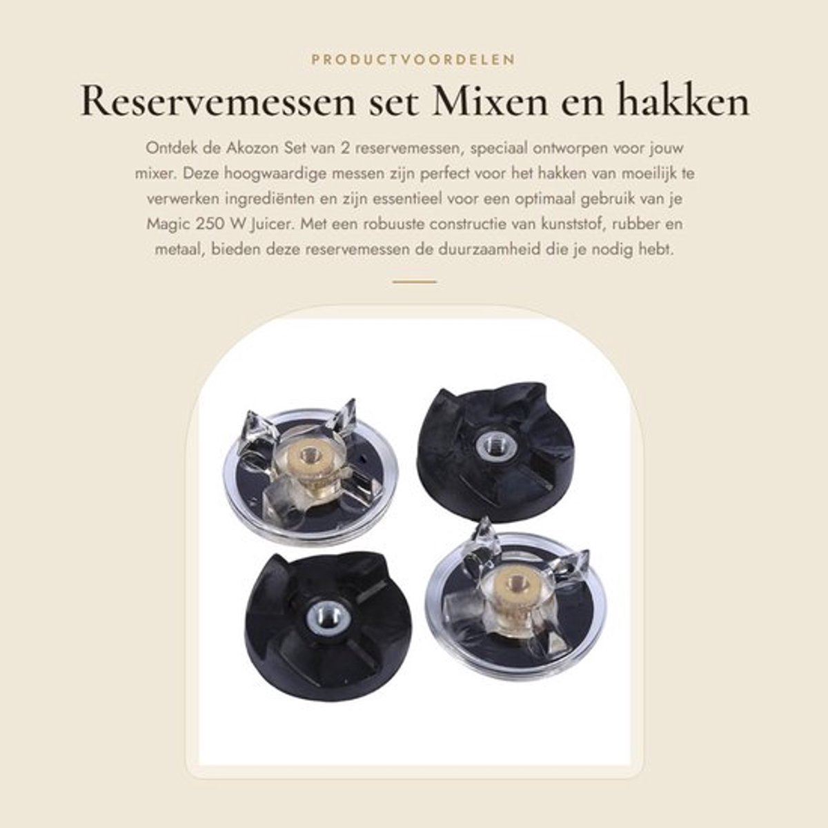 Reservemessen set - Mixen en hakken - Hoge kwaliteit - 2 stuks - Geschikt voor Magic Juicer - 250 W onderdelen