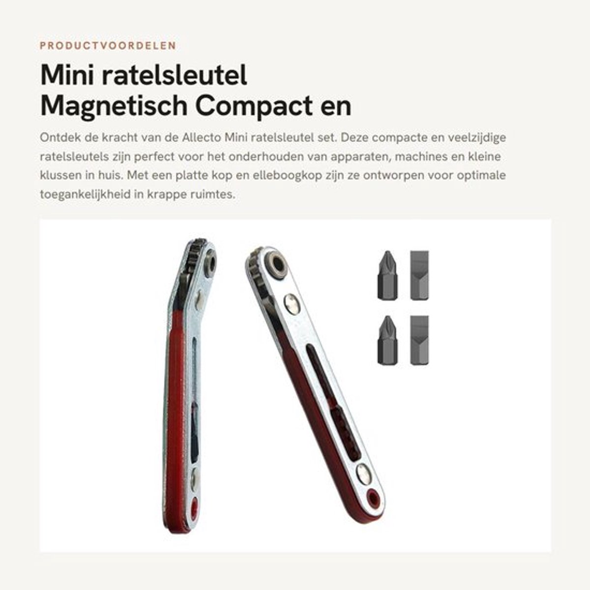Mini Ratelsleutel Set - 2 Stuks - Magnetisch - Platte/Ellboogkop - 1/4" Micro Schroevendraaier - Duurzaam Gelegeerd Staal