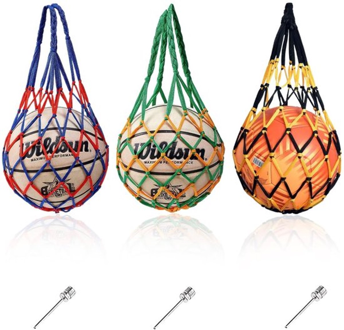 Basketbalnettas Draagbaar - Sportnettas voor Ballen - Voetbalnet - Hoge Dikte Handgrepen - Sneldrogend - Levendige Kleuren - Sporttas