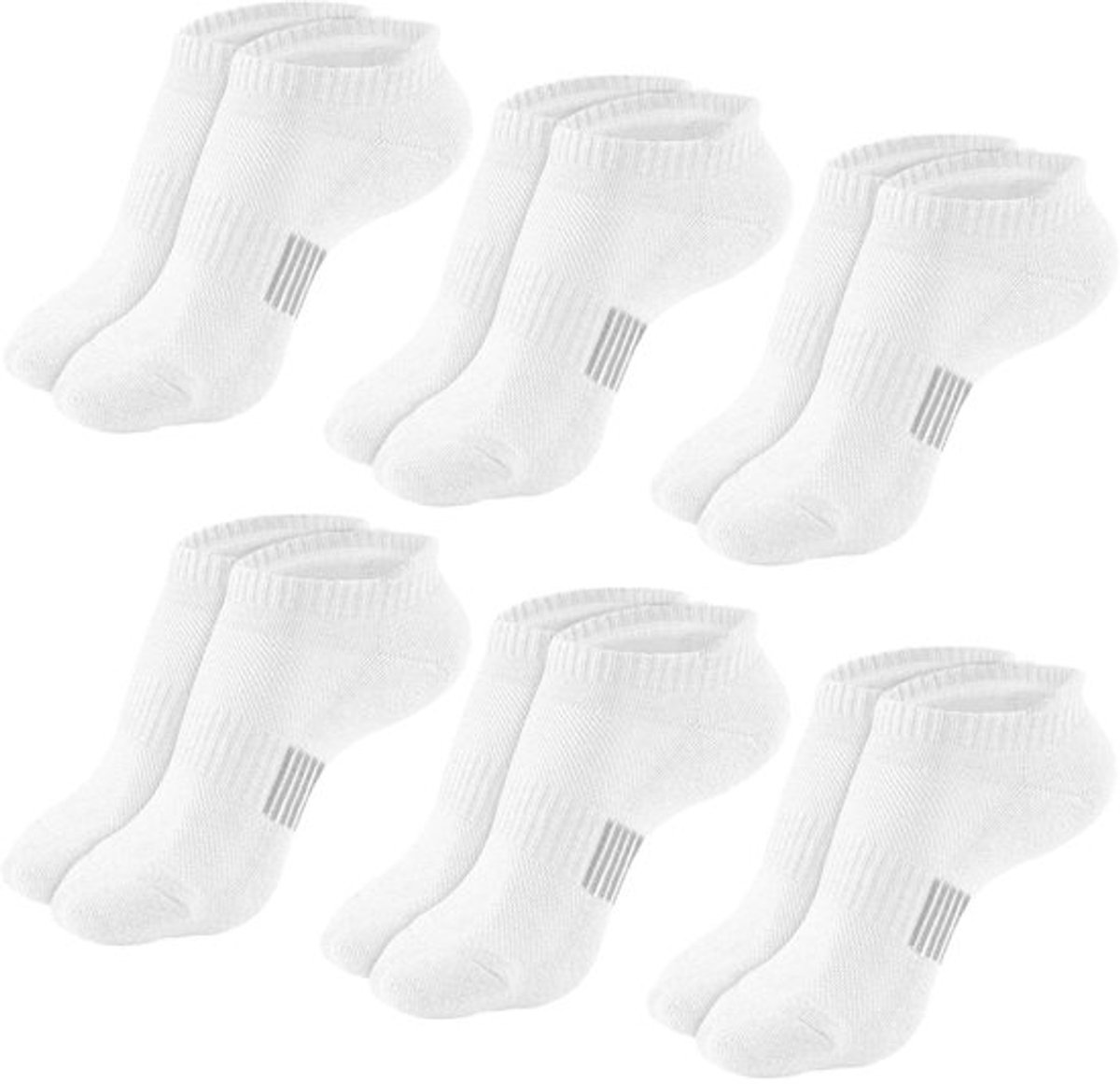 Enkeltrainer Sokken - 6 Paar Witte Onzichtbare Sokken - Ademend Materiaal - Lichtgewicht - Casual - Ondersteuning de Hele Dag