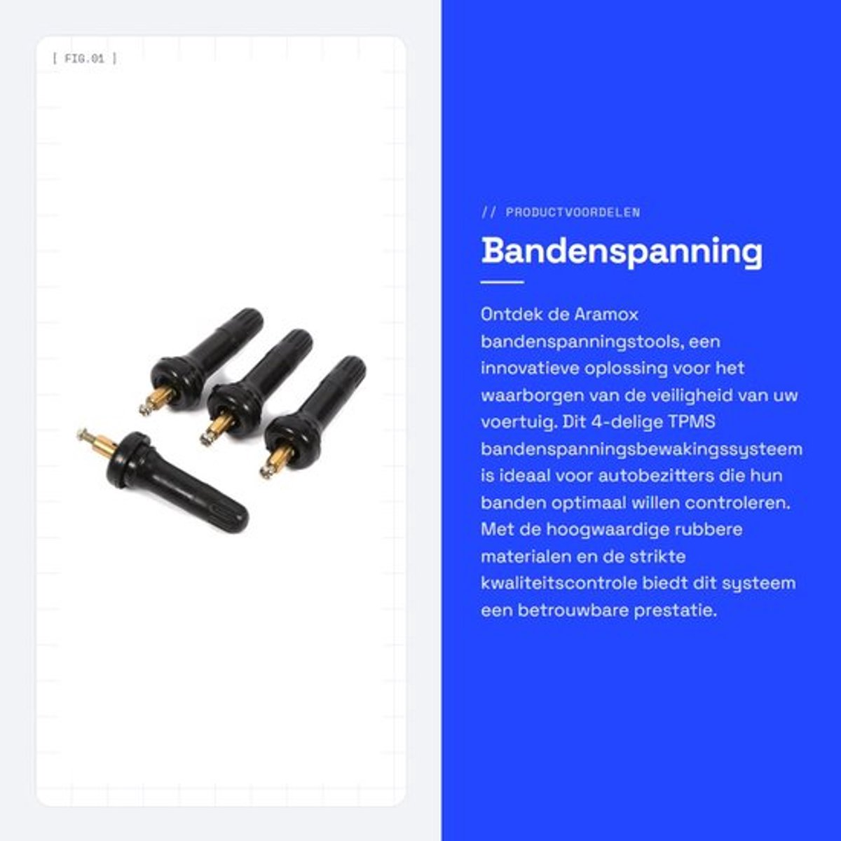 Bandenspanningsbewakingssysteem - 4-delig Ventielgereedschap - Anti-explosie Bandenventiel - Rubber/Koper - Totale Lengte 6 cm - Draadlengte 1,2 cm - Bandventiel