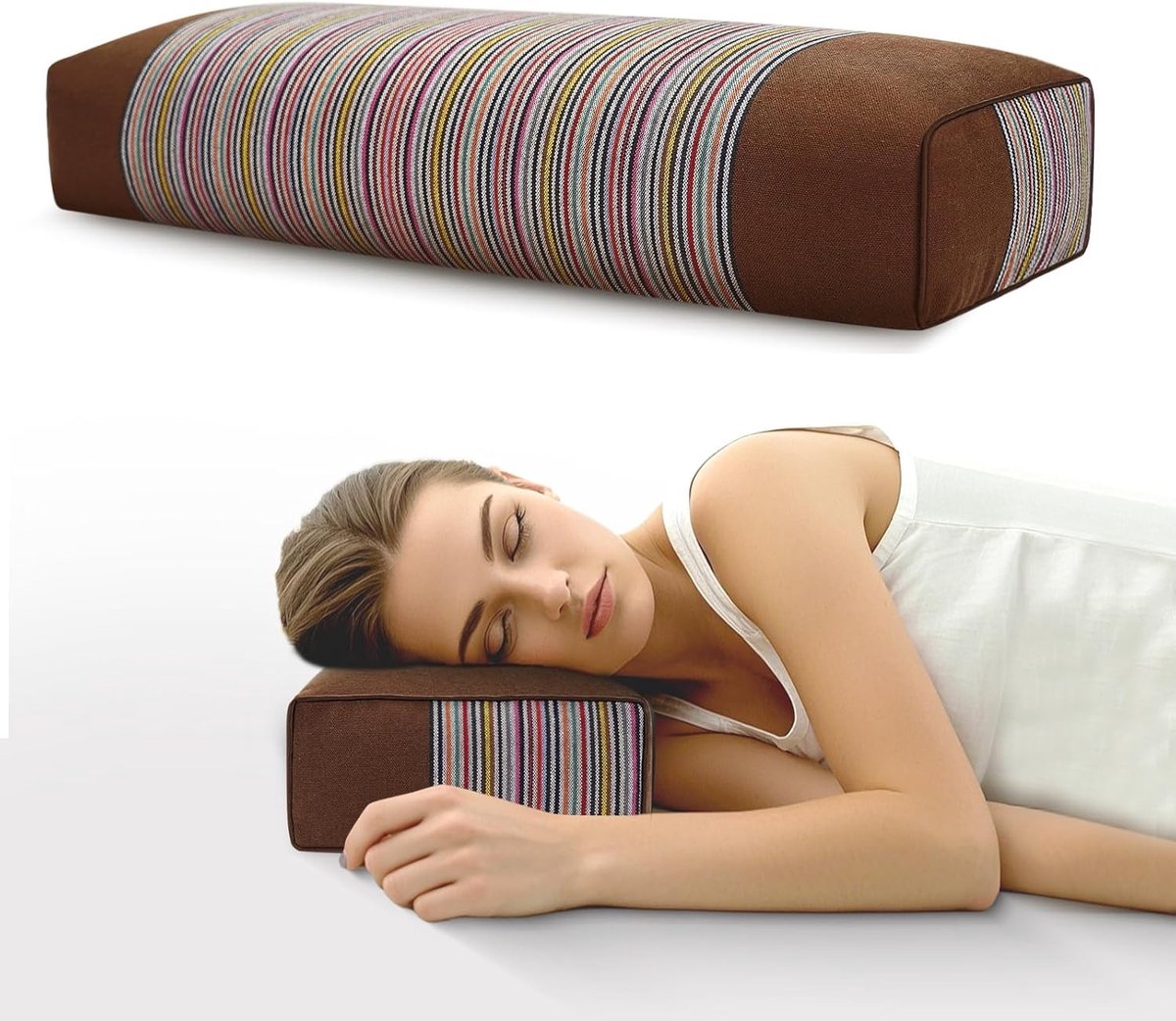 Verstelbaar boekweitkussen voor nekpijnverlichting - Natuurlijk koelend kussen voor zij- en rugslapers met nachtelijk zweten (21 x 8 x 4) - Ergonomisch en ademend slaapcomfort
