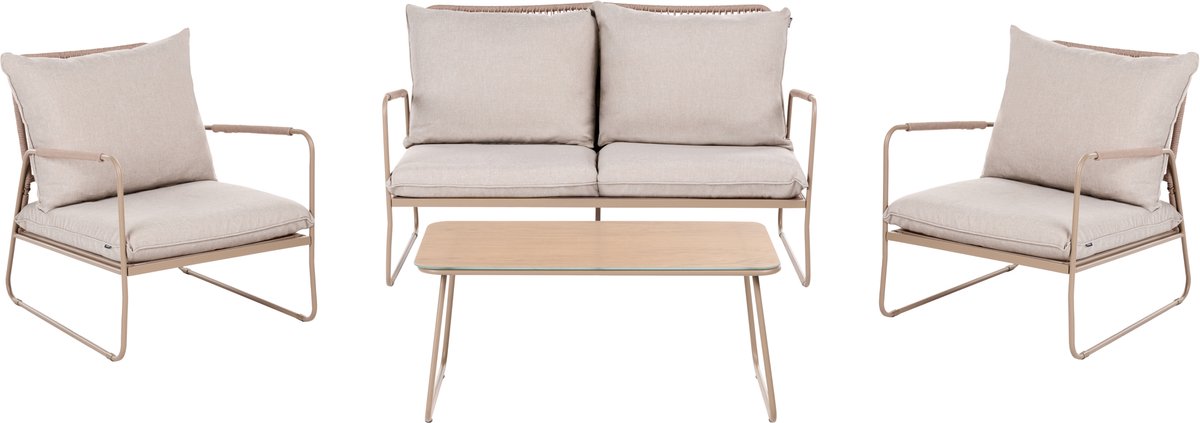 Beliani ACCEGLIO - Loungeset 4-zits - Beige - Metaal