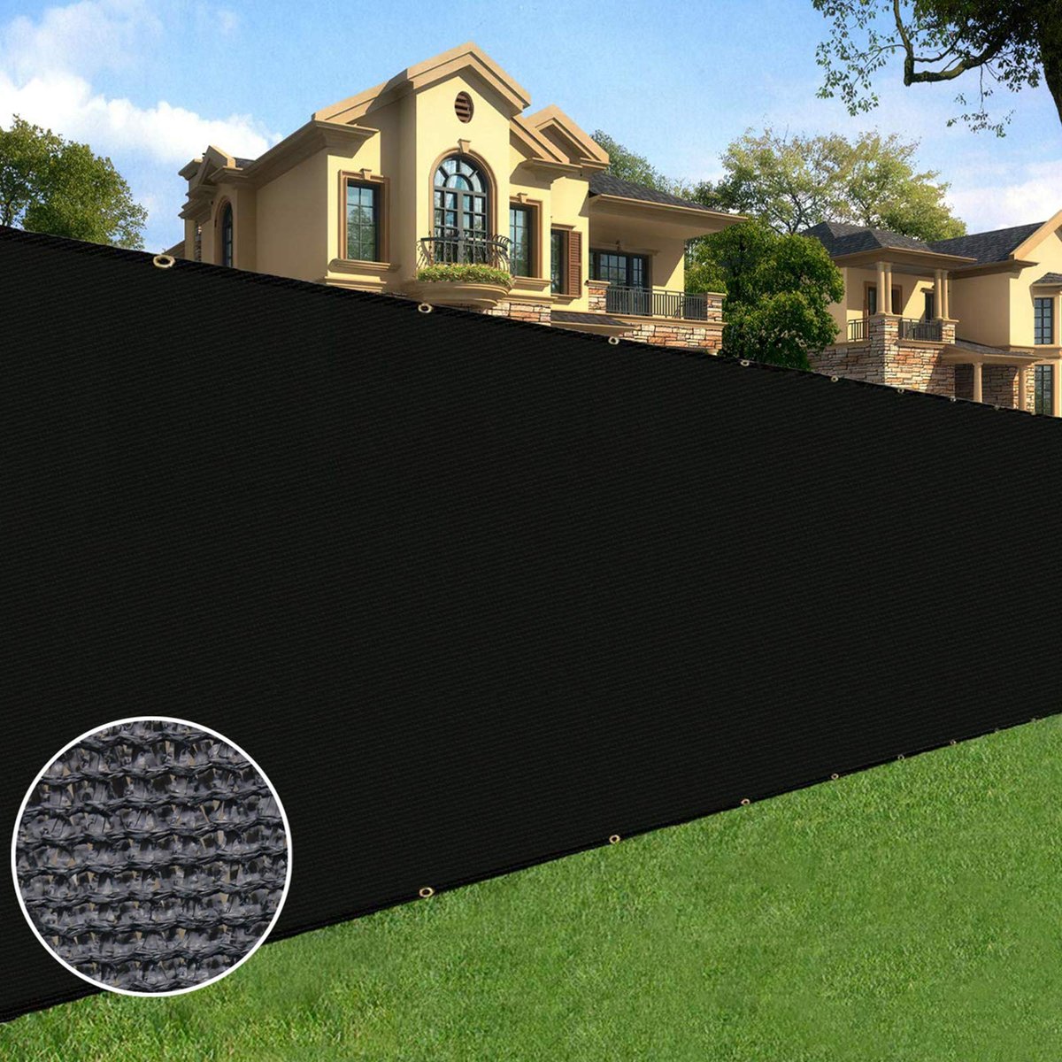 SnelShoppen - Sunnyglade Privacyscherm 1,2 x 15,2 m, zwart gaas voor tuin, hek, muur, achtertuin, stevig afschermend en schaduw, ideaal voor privacy e