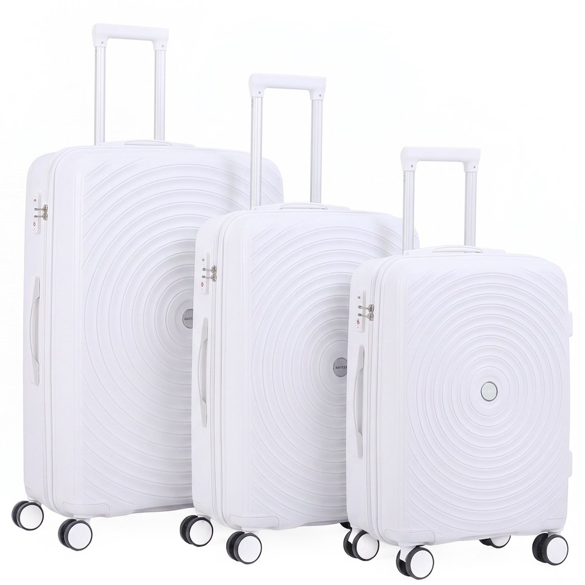 FLY&BYE® Kofferset Core - S/M/L - 3 Delig - Complete Set - 35 Handbagage + 60 en 94L Ruimbagage - Cijferslot - Wit
