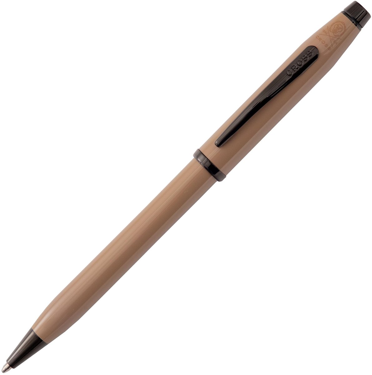SnelShoppen - Luxe Cross Century II Balpen met Streekstokken M, Zwarte Schrijfkleur, Premium Geschenkdoos, Earthy Beige/Zwart PVD, Perfect voor Kantoo