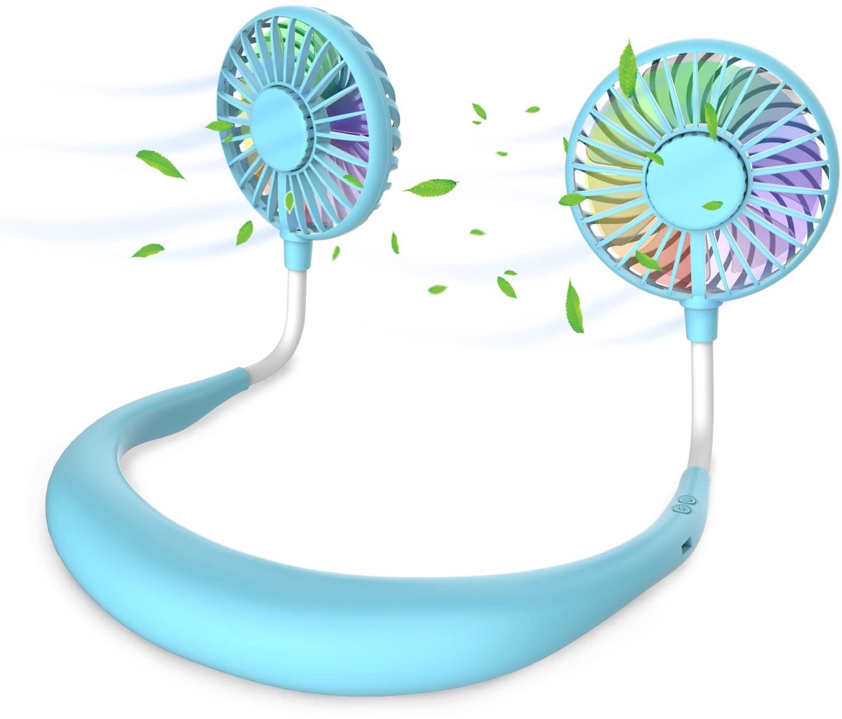 SnelShoppen - Draagbare Mini-USB Ventilator voor om de Nek, Handsfree, Oplaadbaar met Nekbeugel, Bureauventilator, 3 Snelheden, LED Licht - Ideaal voo