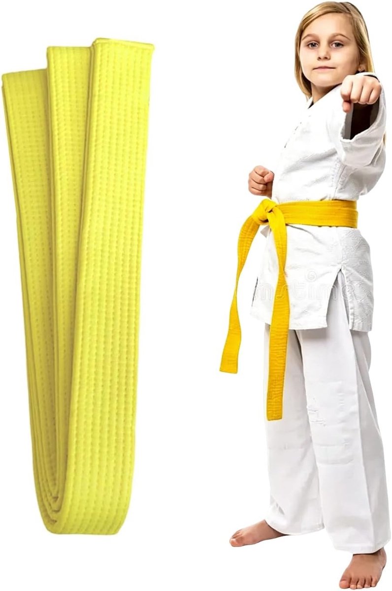 Geel antislip judoriem van 240 cm voor judo, karate, aikido en taekwondo, duurzame grip en ademend ontwerp voor intensieve training