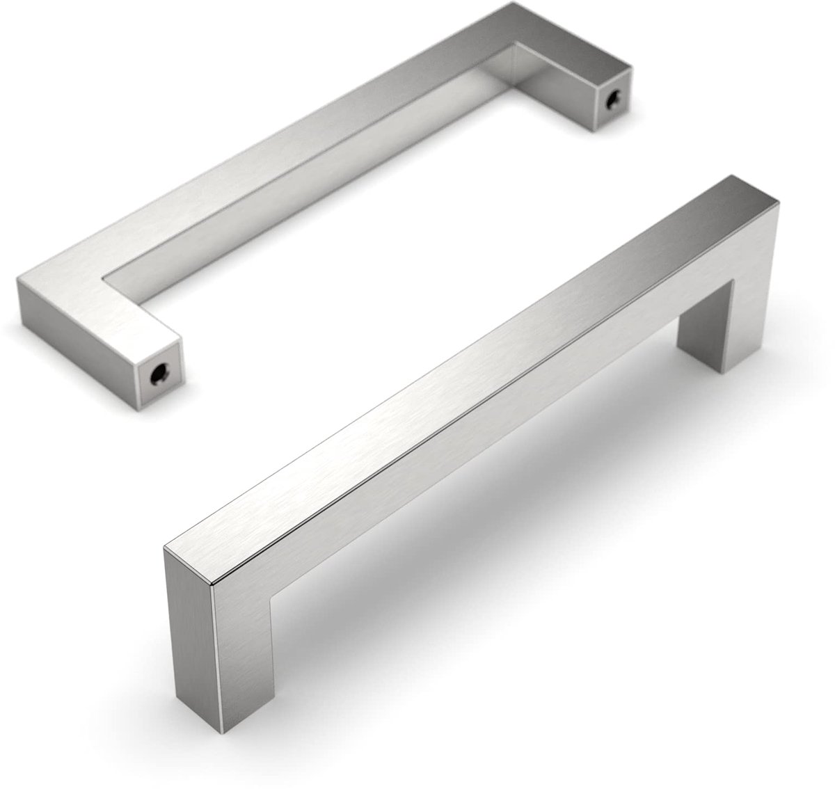 SnelShoppen - 5 Stuks 128 mm Mat Nikkel Deurgrepen, Roestvrij Staal, Moderne Vierkante Meubelgrepen voor Keuken, Kantoor, Laden en Kast - Inclusief 40