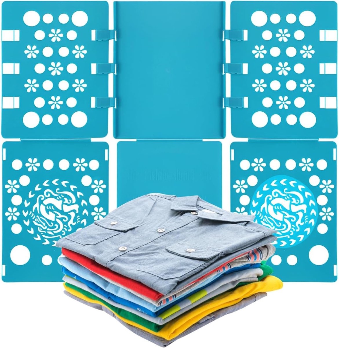 Opvouwbare wasmachine en verstelbare vouwplank voor efficiënte kledingorganisatie, ruimtebesparend en ideaal voor T-shirts, overhemden, truien en handdoeken