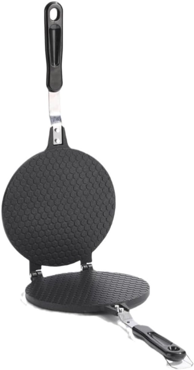 Non-stick wafelijzer voor perfecte ijshoorntjes en desserts, hittebestendige handgreep, 22cm, duurzaam honingraatpatroon