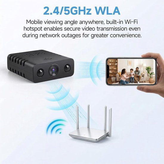 Mini Camera - Beveiligingscamera Wifi - Veiligheid Verhogend - Automatisch Nachtzicht - 1080p HD - Zwart — afbeelding 4