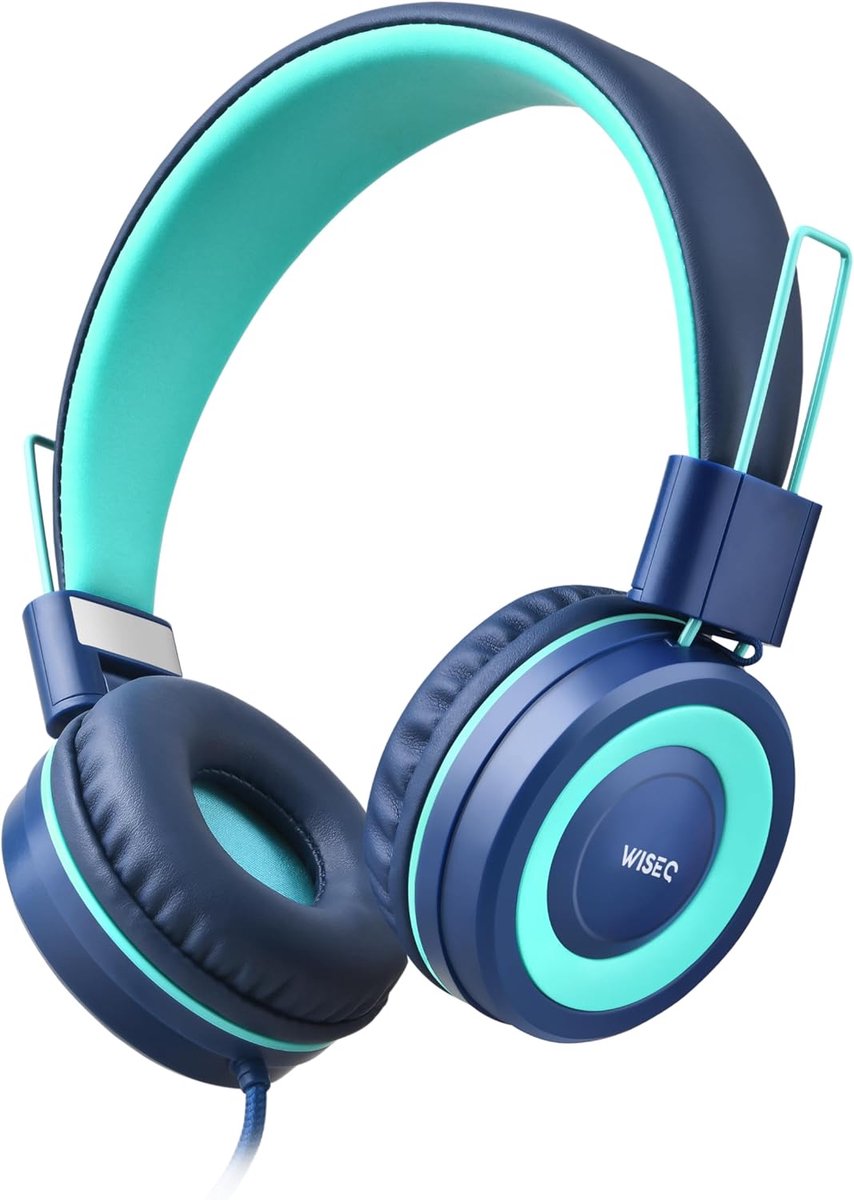 SnelShoppen - Kinder Hoofdtelefoon - Geluidsbeperkende Hoofdtelefoon voor Kinderen - Verstelbaar - Volume Limiter - Microfoon - Bedraad - Blauw