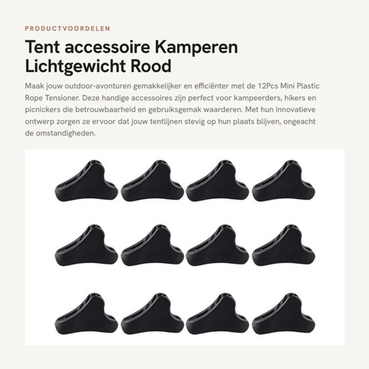 Tensioner 12 Stuks - Plastic Verstelbaar - Voor Tentlijnen - Lichtgewicht - Antislip - Ideaal voor Buitenactiviteiten - Tentspanner