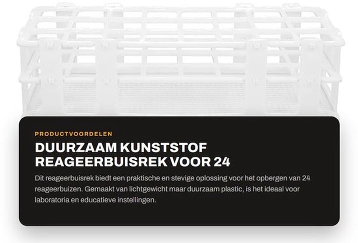 Reageerbuisrek Duurzaam - Houder voor 24 Buisjes - Afneembare Montage - Lichtgewicht - Drielaags Ontwerp - Eenvoudig Schoonmaken - Laboratoriumrek