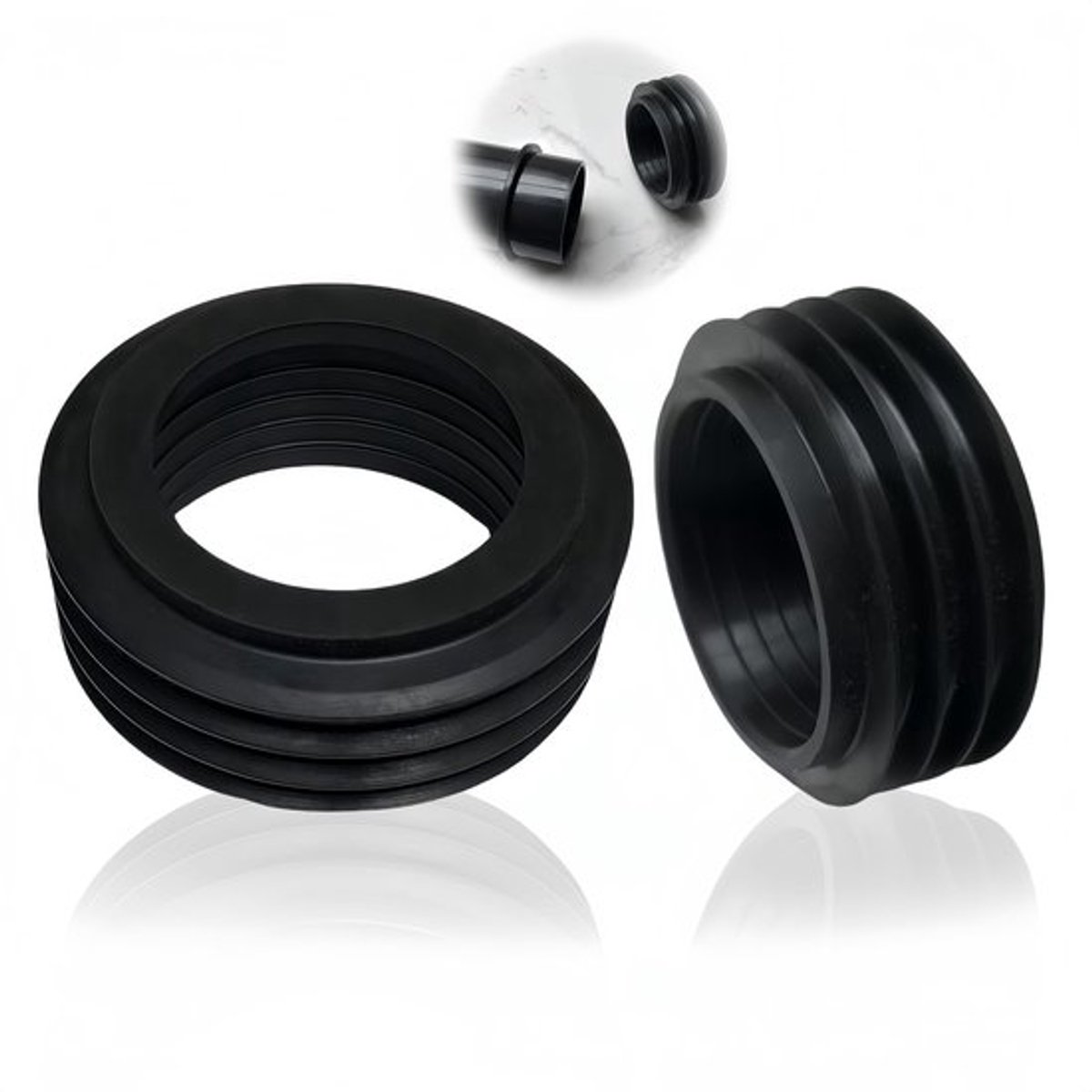 Afvoerbuisverbinding - Rubber manchet - Binnen Ø 36-45 mm - Buiten Ø 60 mm - Hoogte 26 mm - Duurzame afdichting - Afvoerconnector