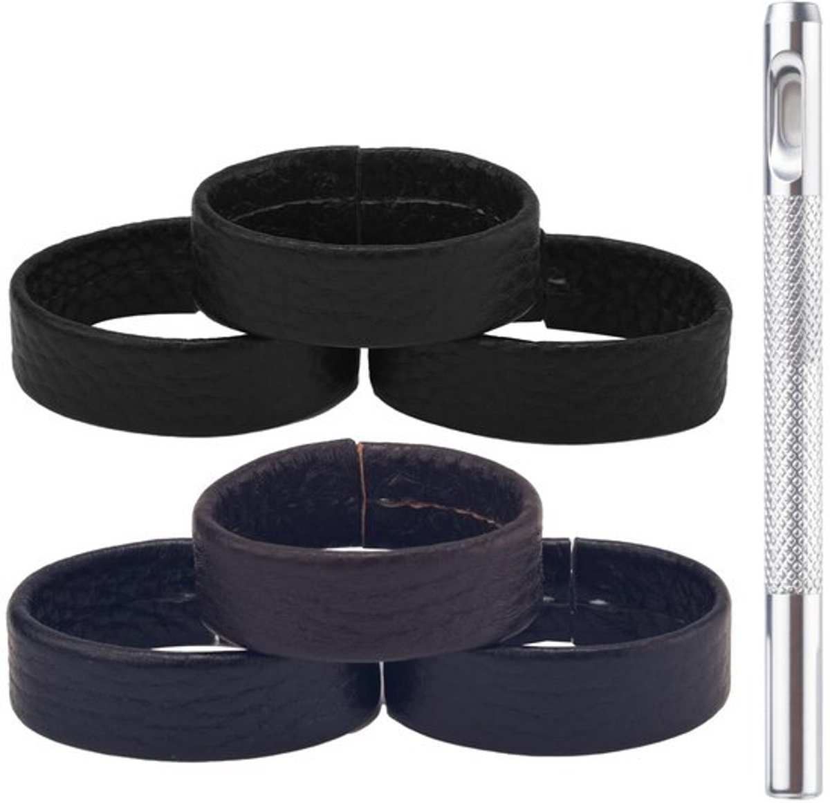 Gosknor 6st Echt Leer Lushouder 3,1/3,2/3,3cm Runderhuid Riemlussen met 4mm Perforator Riemhouder Houder Ring Band voor 2,8-4cm Brede Riemen/Banden