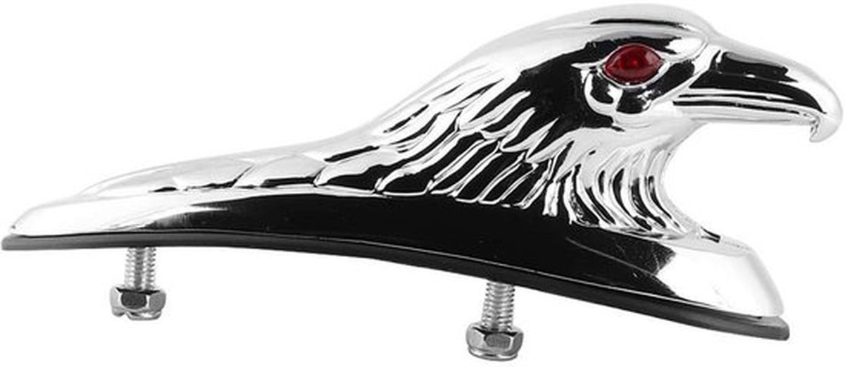 Standbeeld Adelaarskop - Universele Decoratie - Motorfiets Spatbord - Aluminium - Nostalgische Look - Rode Ogen - Motorfiets Ornament
