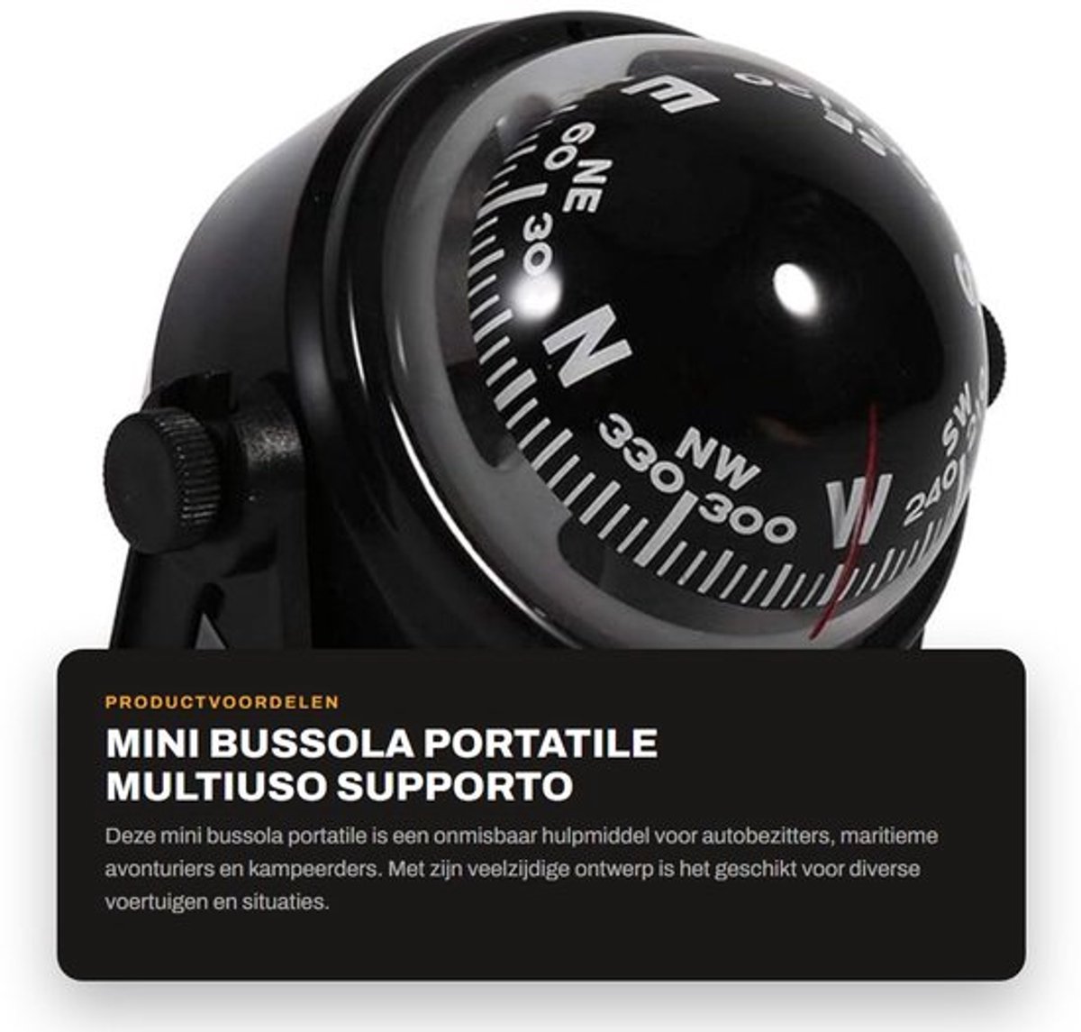 Mini Bussola Portatile - Multiuso Supporto - Voor Auto's en Boten - Zwart - Elektronisch en Draagbaar - Voor Marine en Truck - Handig en...
