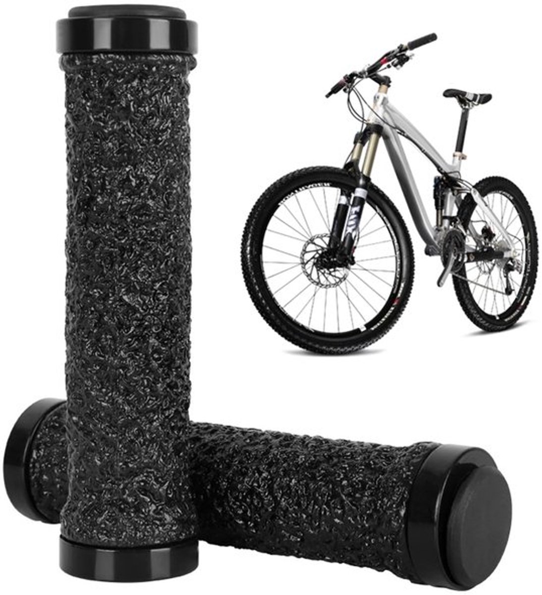 Fietsgrepen Ergonomisch - Antislip - MTB-Handgrepen - Kunststof Eindkappen - Lichtgewicht - Optimale Grip