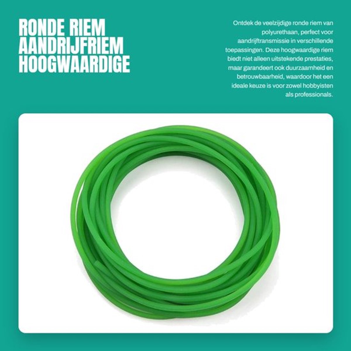 Aandrijfriem Hoogwaardige PU-ronde riem - Polyurethaan - Slijtvast - Treksterkte - Geschikt voor aandrijftransmissie - 4mm x 10m - Transmissieriem