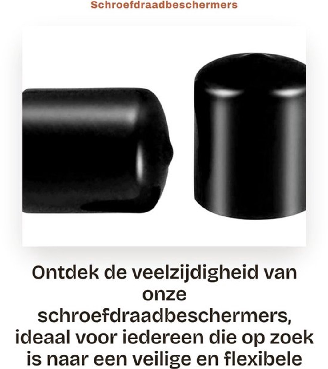Draadbeschermers 100 Stuks - PVC-Rubber - Ronde Buis - Eindkap - Zwart - Afmetingen 30x28mm - Schroefkap