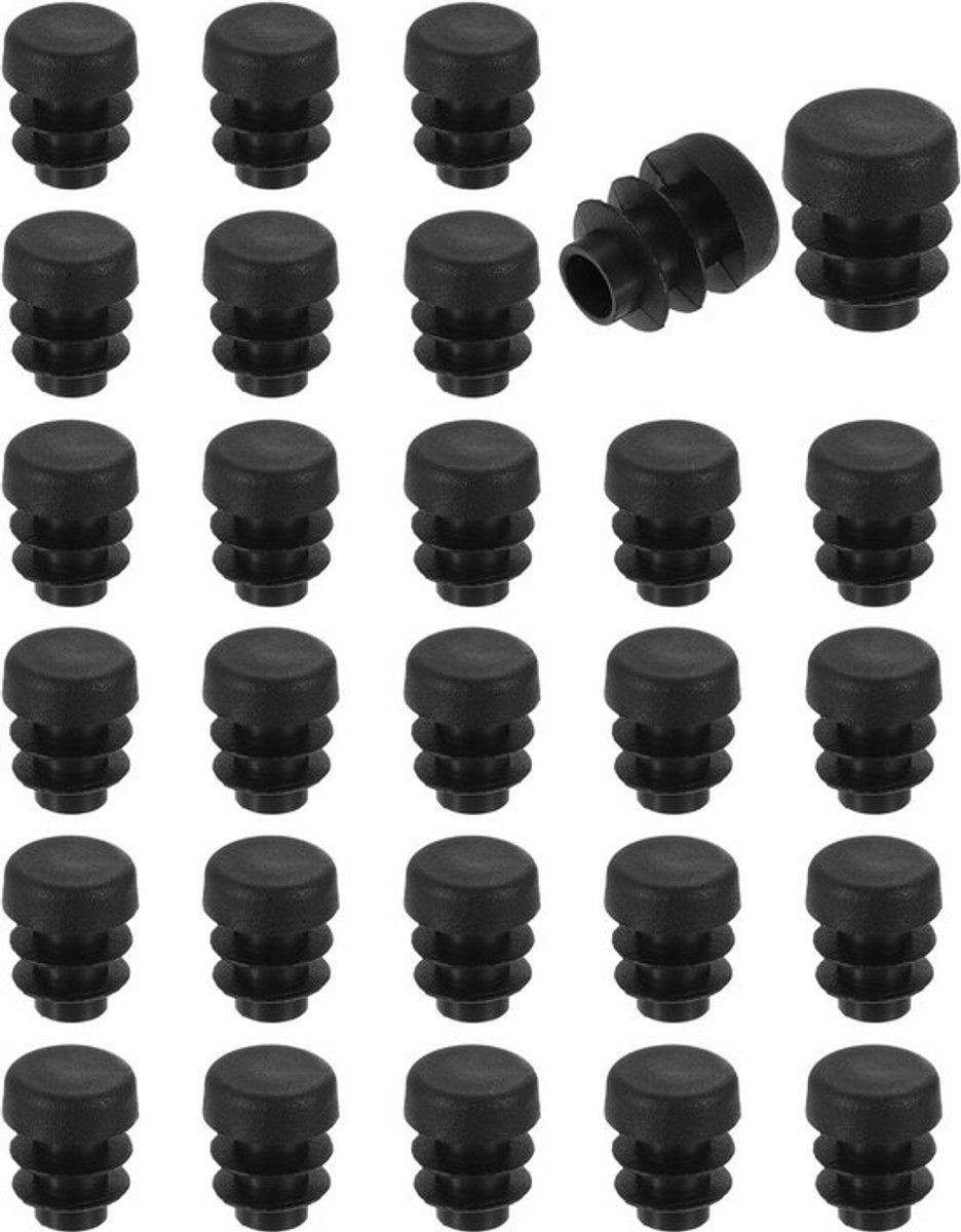 28 Stuks Ronde Kunststof Eindkappen 12 mm - Zwarte PE Buisplugins voor Meubelpoten