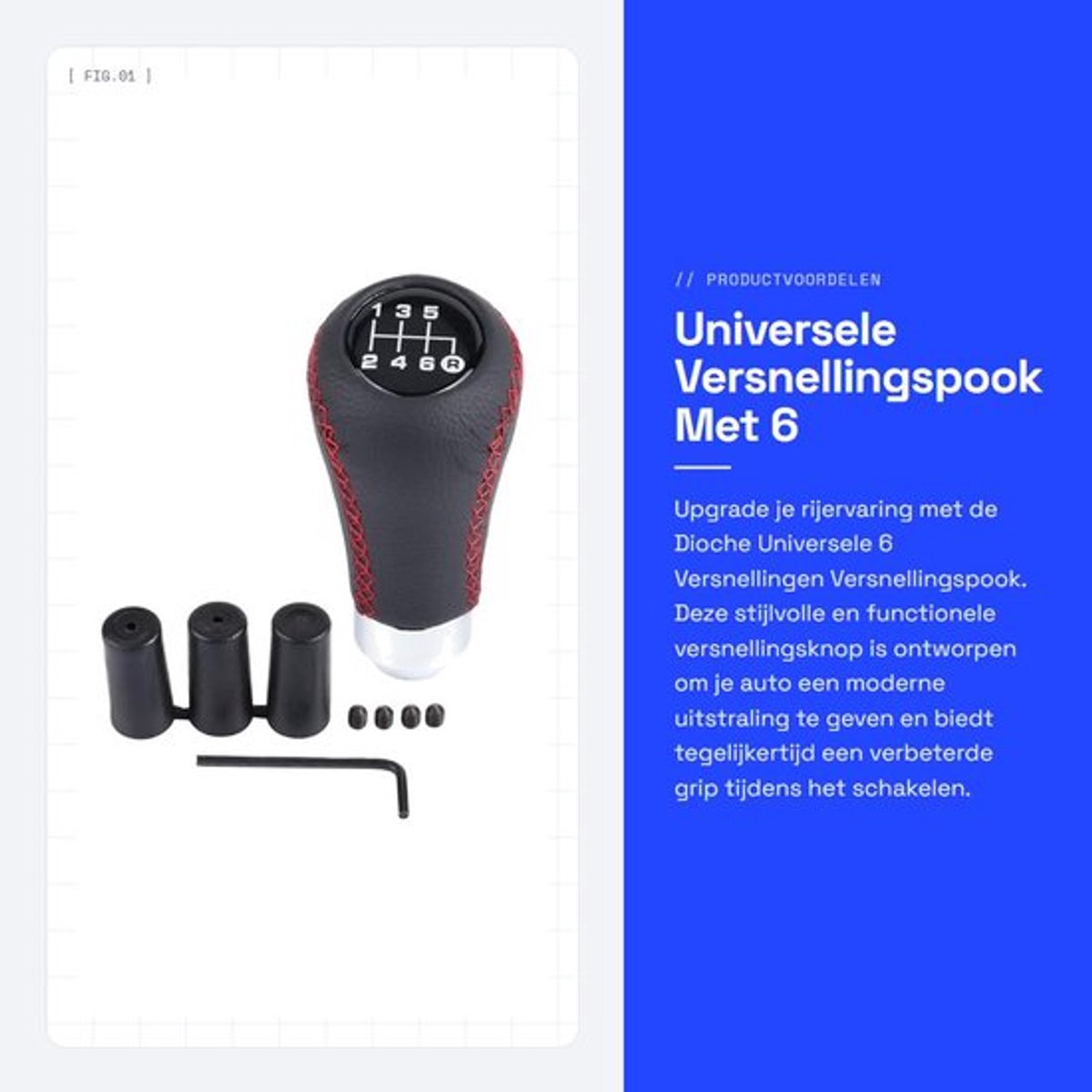 Versnellingspook Knop 6 Versnellingen - Pookknop Universeel - PU Leer - Inclusief 3 Slangen - Hoogwaardige Respons - Eenvoudige Installatie - Versnellingsknop