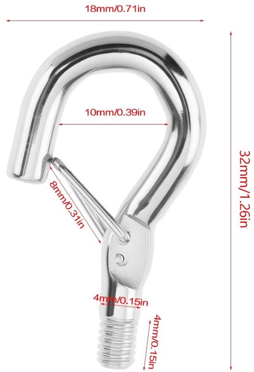 Schroefhaken 10 stuks - M4 Schroefhaak - IJzer - Zilver - 32 mm lang - Geschikt voor koppelingscomponenten - Haak