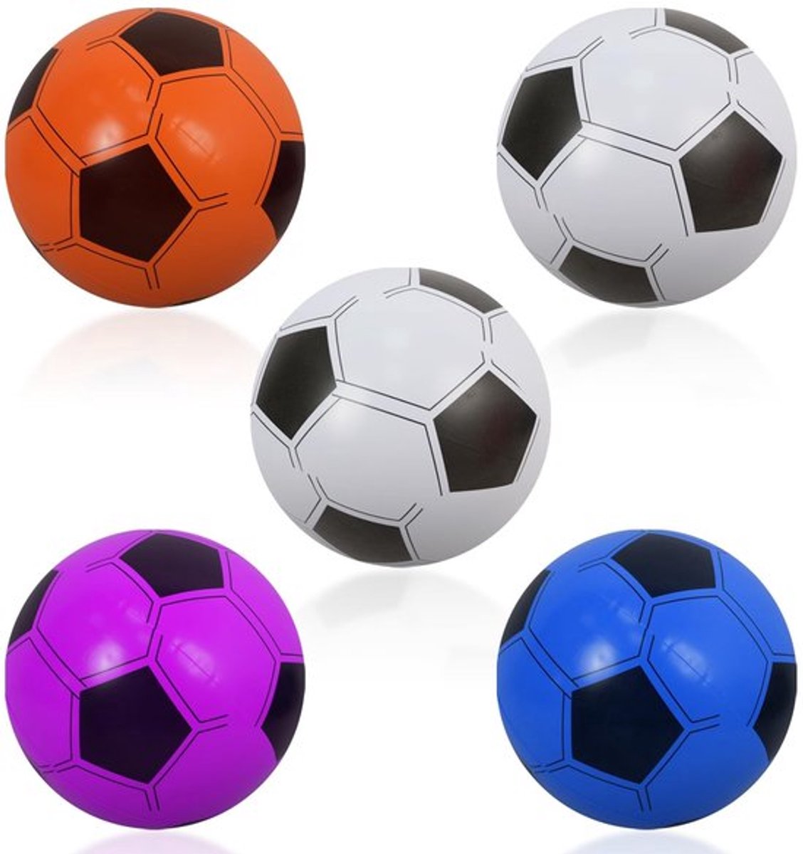 Opblaasbare Voetbal 25 cm - 5 Stuks - PVC-Kunststof - Lichtgewicht - Duurzaam - Geschikt voor Strand en Buiten - Strandbal