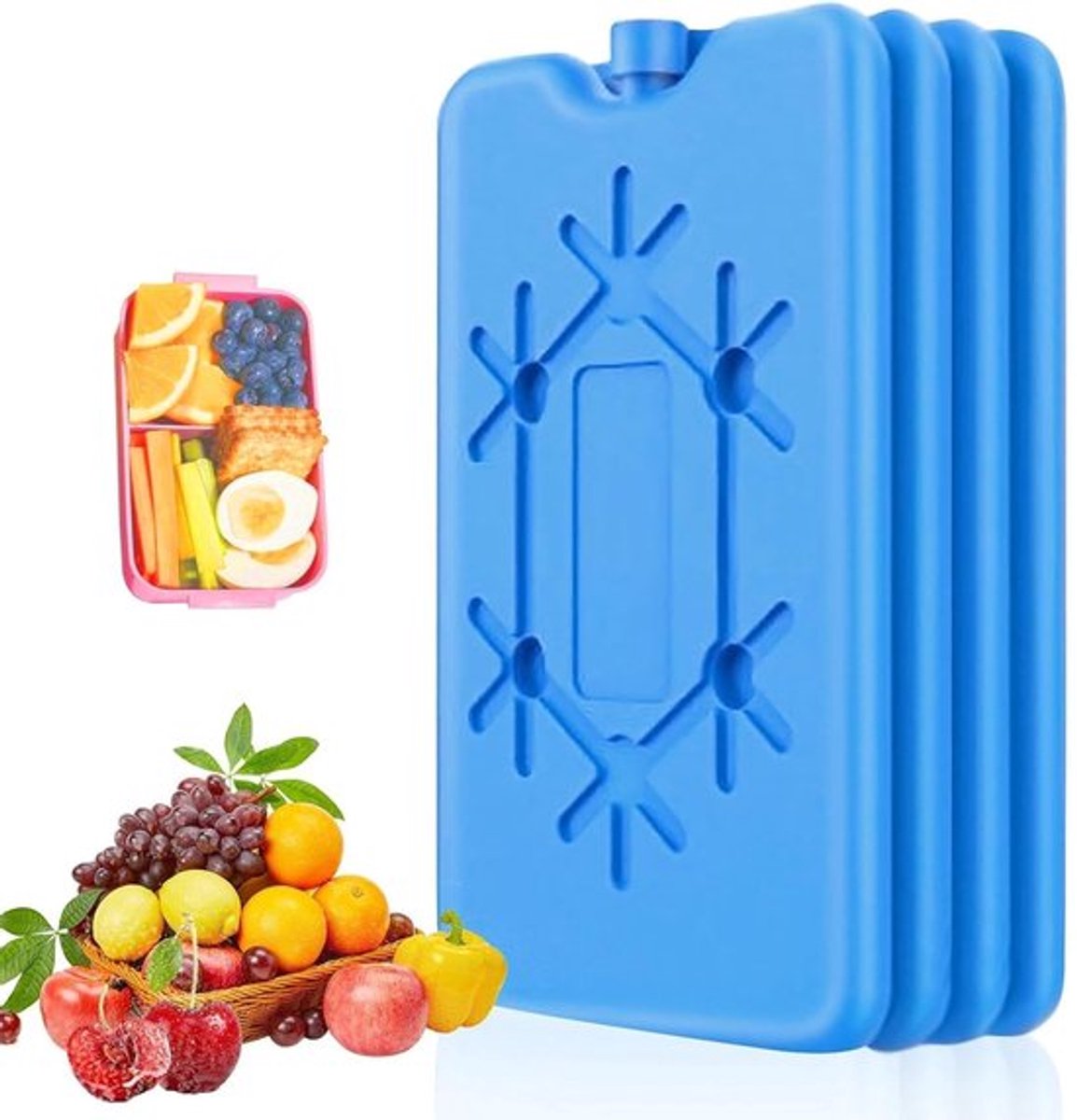 Koelelementen Ultradun - 4 Stuks - Herbruikbare Koelelementen - 200 ml - Voor Lunchboxen - Ideaal voor Onderweg - Langdurige Koeling - Ijsblokjes
