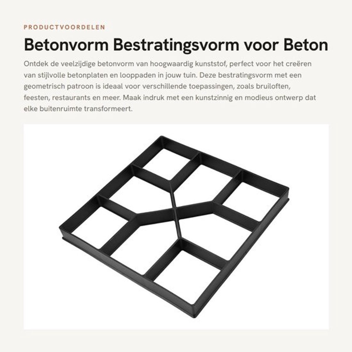 Betonvorm Hoogwaardig Kunststof - Bestratingsvorm - Gietvorm - Betonplaat - Looppad - Geom