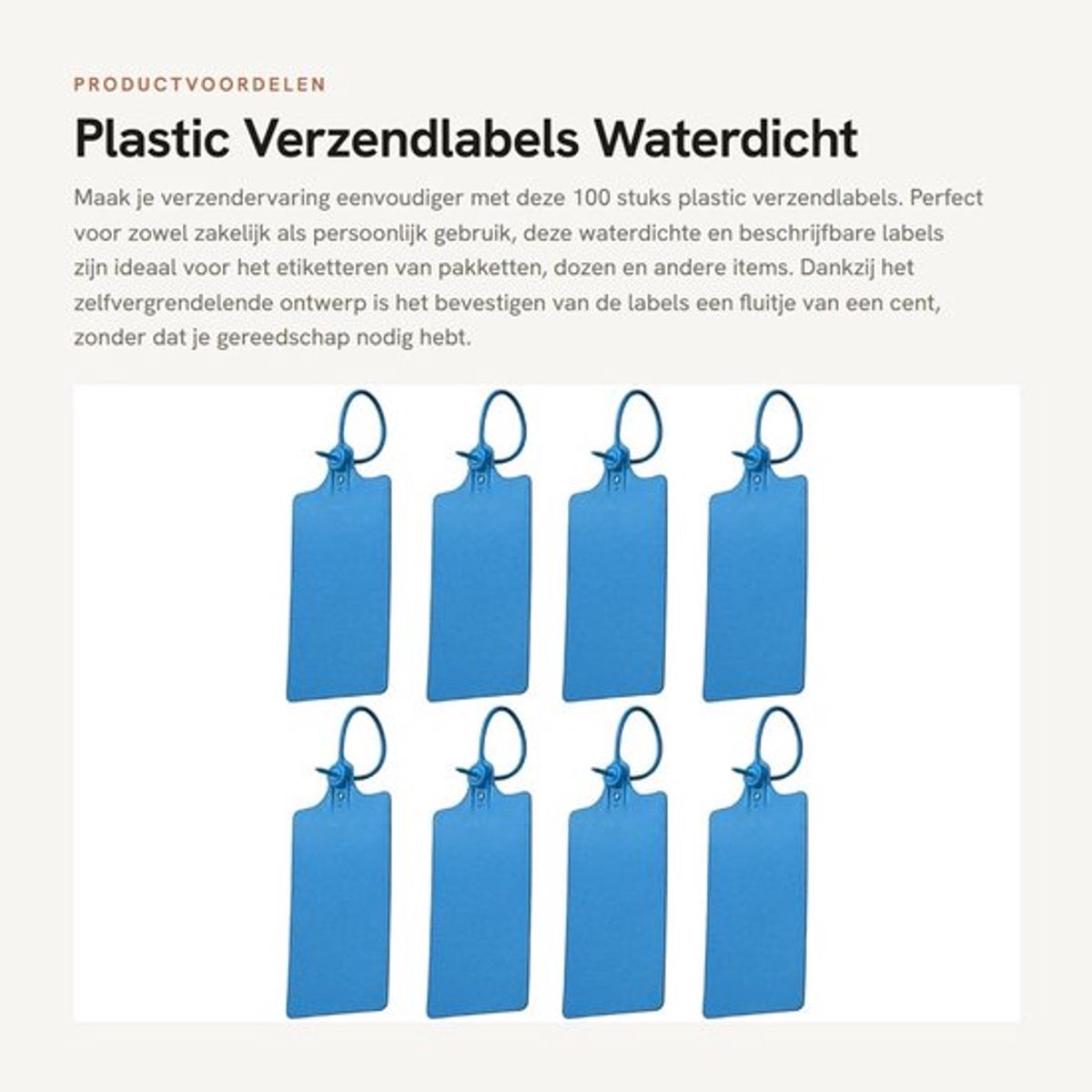Verzendlabels 100 Stuks - Waterdicht - Zelfvergrendelend - Scheurvast - Kabelbinderlabels - 250mm - Veiligheidsvergrendeling - Etiketten