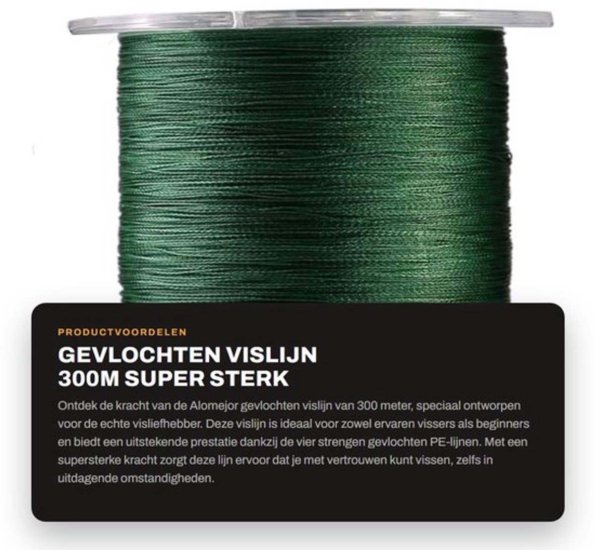 Vislijn 300m - Gevlochten 4 Strengen - Super Sterk - Multifilament - Hoge Taaiheid - Weerstand Vermindering - Visdraad