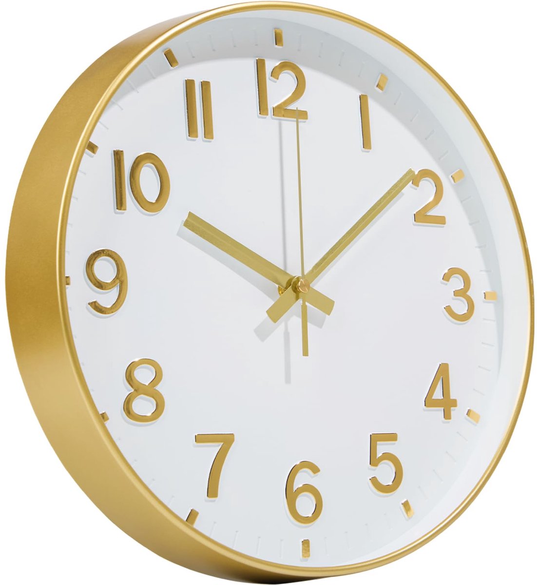 SnelShoppen - Gouden Batterij Aangedreven Wandklok 12 Inch - Stil Analoge Digitale Wandklok voor Slaapkamer, Woonkamer, Keuken, Kantoor, Gym, Klasc