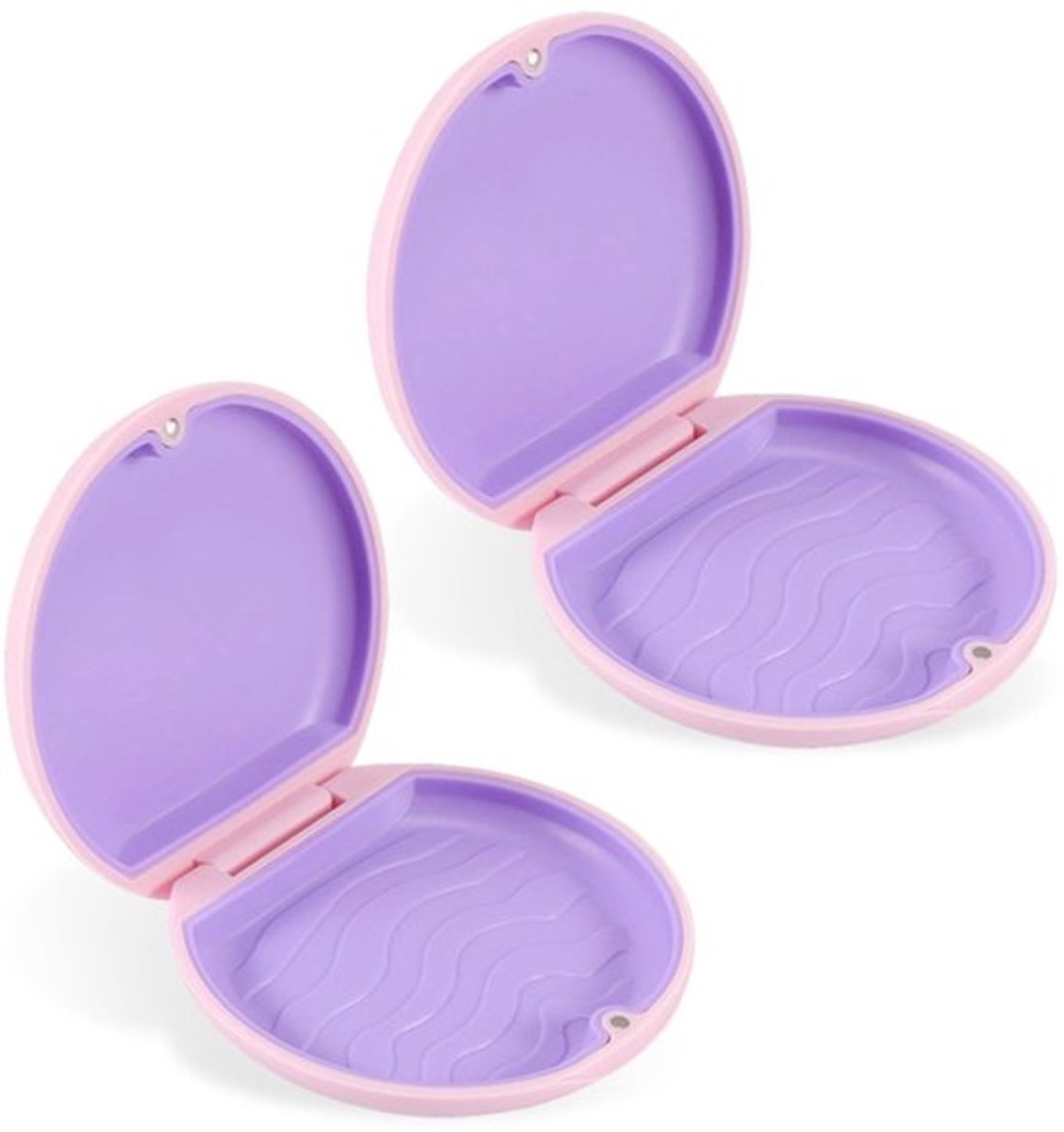 Kunstgebitdoos - Slank ontwerp - 2 stuks - Opbergdoos - Orthodontisch - Roze - Geschikt voor beugelhouders