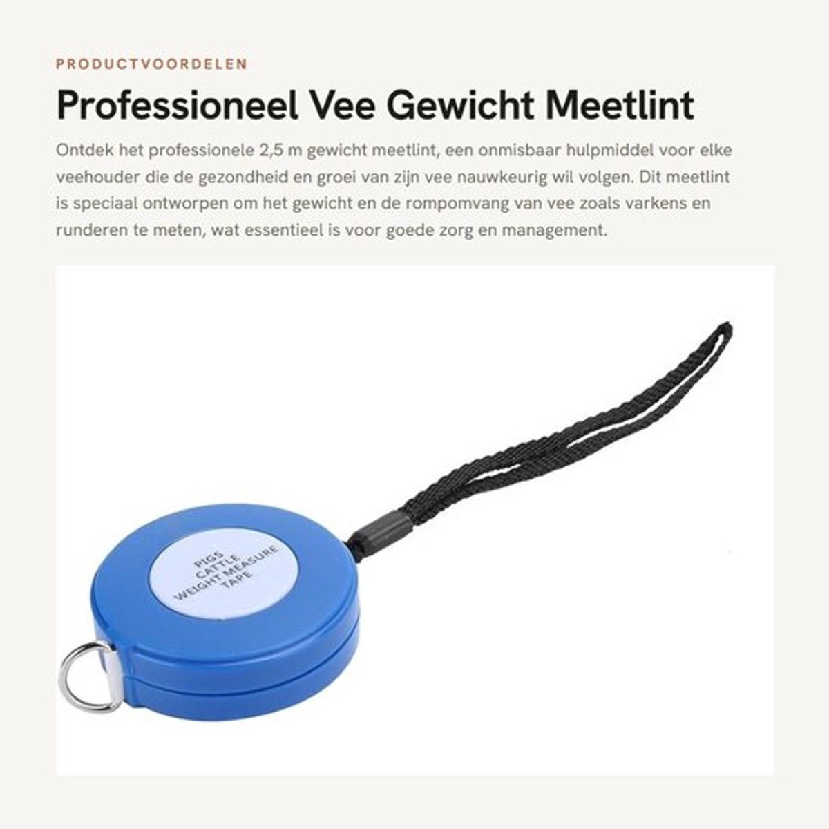 Gewicht Meetlint Professioneel - Intrekbaar Meetlint - Veegewicht Meting - Duurzaam PVC/ABS - 250 cm - Nauwkeurige Maattabellen - Vee Meetlint
