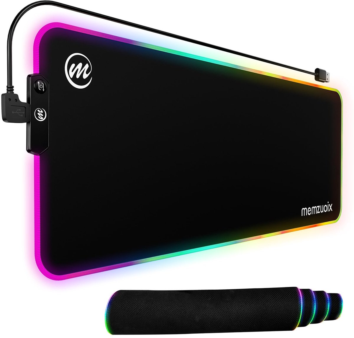 SnelShoppen - RGB Gaming Muismat XXL - LED Verlengd Bureau Pad 80 x 30 cm met 12 Verlichtingsmodi, Waterdicht, Antislip Basis, Glad Oppervlak - Voor T
