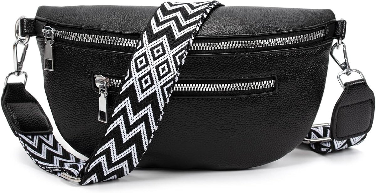 Stijlvolle Dames Schoudertas van Leer in Zwart - Compacte Crossbody Tas met Ruimte voor Essentials en Verstelbare Schouderriem