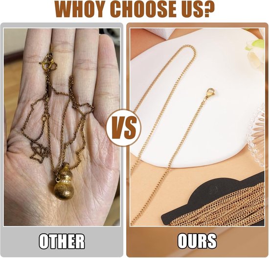 5 meter goudkleurige ketting van roestvrij staal met 10 karabijnsluitingen en 20 splitringen voor DIY sieraden maken, ambachten en charms — afbeelding 2