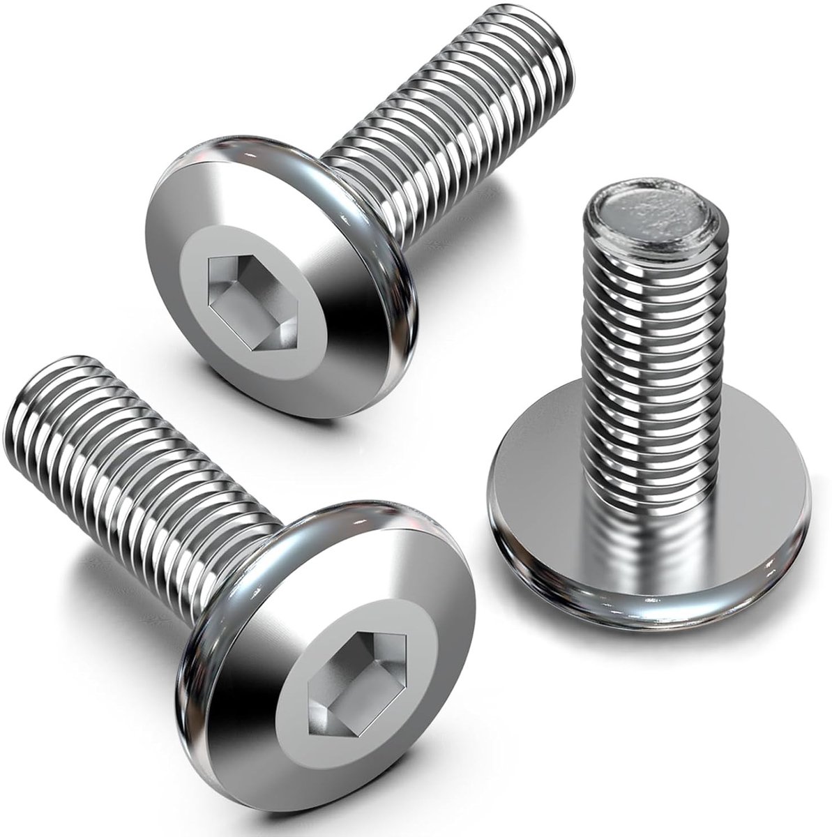 Set van 50 platte schroeven M6 x 20 mm, meubelschroeven met gedeeltelijke draad, cilindrische kop met zeskant, verzinkt staal voor meubels, bedden en kinderbedden