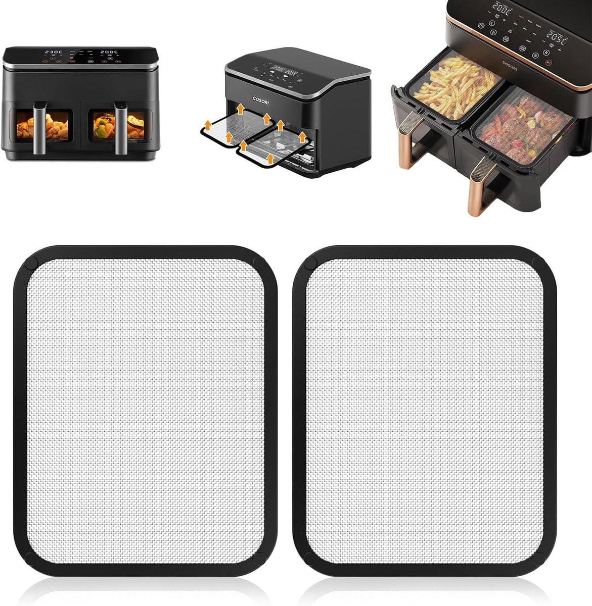 Splash Guard voor Airfryer 8.5L en Dual Blaze TwinFry 10L, Vet Spatbescherming met Siliconen Buitenlaag, Fijnmazig Vetfilter Accessoire voor Gezond Koken