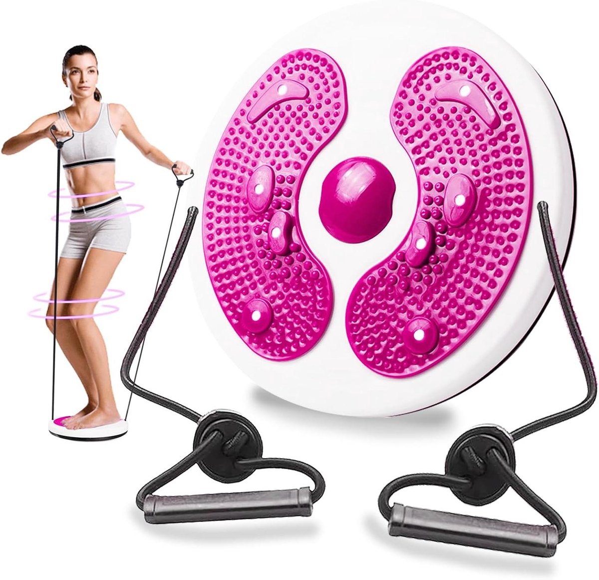Taille Twister Disc - Fitness Draaitafel - Lichaamsvorming - Met Voetmassage - 32 cm - Roze