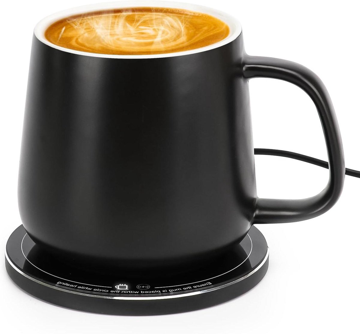 Mok Warmer - Drank Verwarmer - Dranken Warm Houden - Draadloos Opladen Functie - 380 ml Capaciteit - Zwart