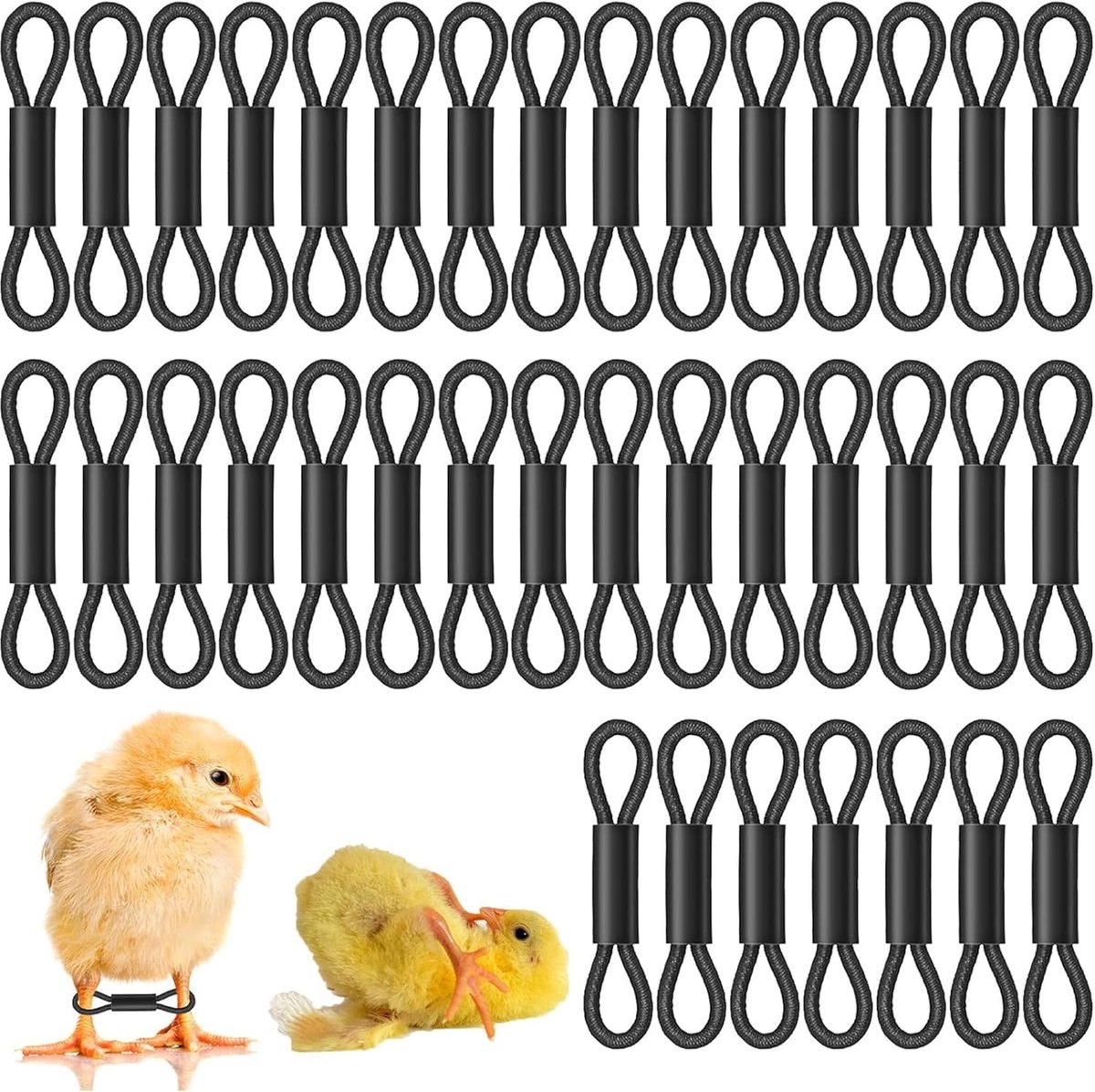 Vogelhouder voor kuikens met pootringen en stabilisatie, effectieve correctiehulp voor pasgeboren vogels, zwart, 50 stuks