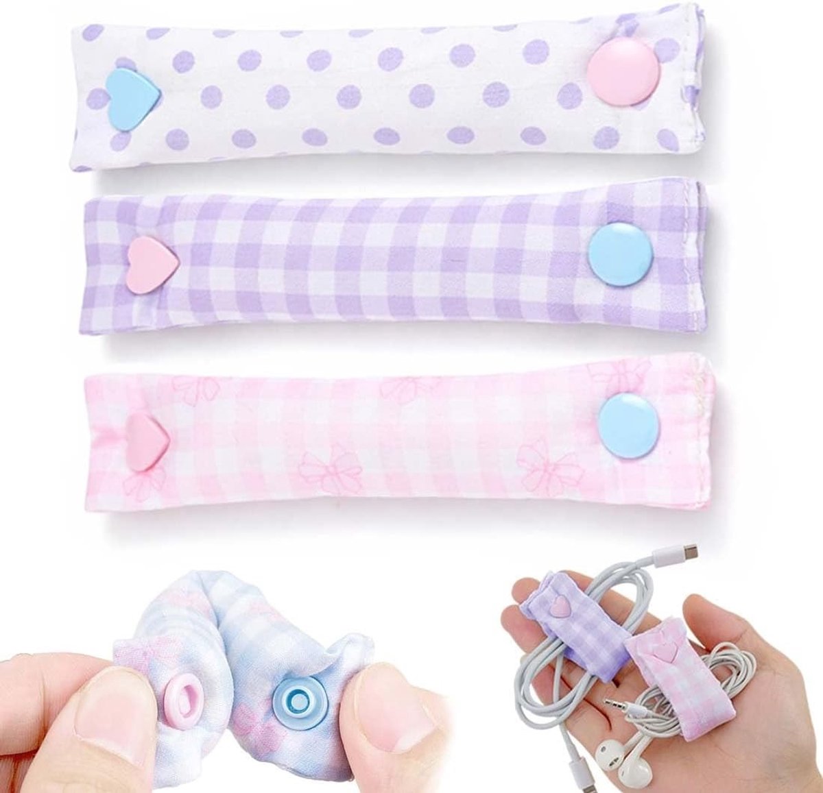 Set van 3 Zelfklevende Kabelbinders voor Oplaadkabels en Oortjes, Ideaal voor Kabelbeheer en Organisatie (13.5X3 Cm)