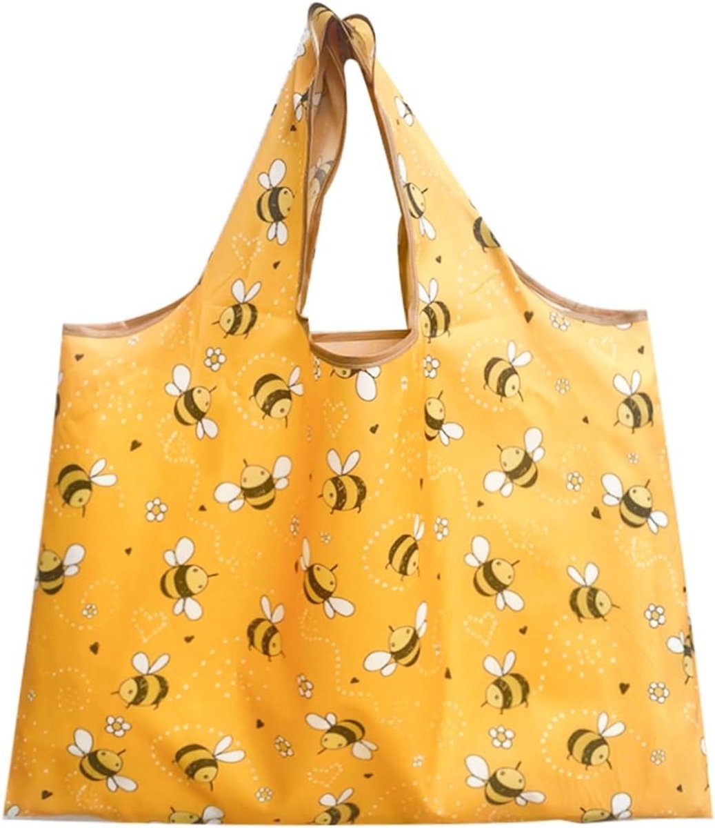 Opvouwbare herbruikbare boodschappentas 58 x 40 cm, lichtgewicht en scheurvast, ideaal voor winkelen en reizen (geel)
